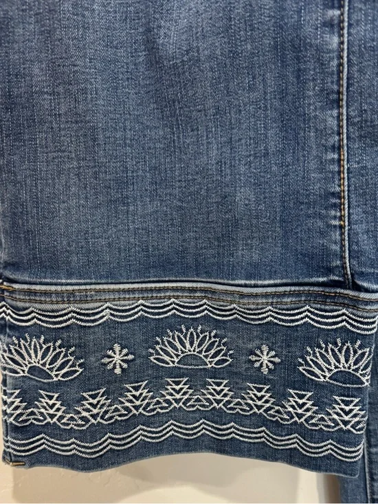 Flamingals Mid Rise Wide Straight Leg Embroidered Jeans Size M Stretch Jeans - Picture 4 of 8